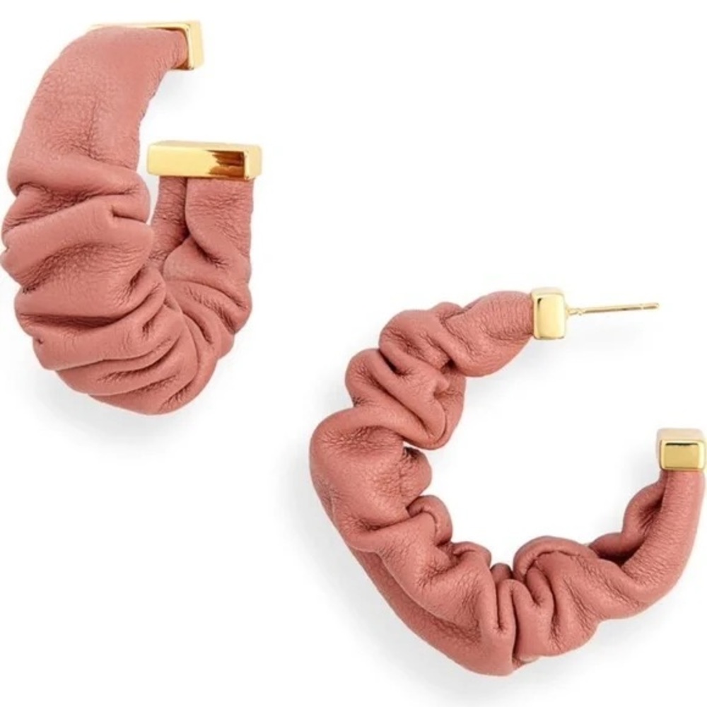 Cult Gaia Sanura Jaipur Pink Leather Hoop Earrings